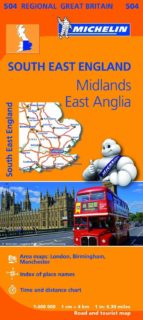 Mapa Regional South East England, The Midlands, East Anglia 2013